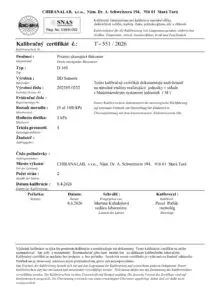 Vorschau der ersten Seite eines Muster-Kalibrierscheins von CHIRANALAB.